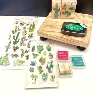 Cactus stamps, ink pads and stickers for stamping fun by StazOn.